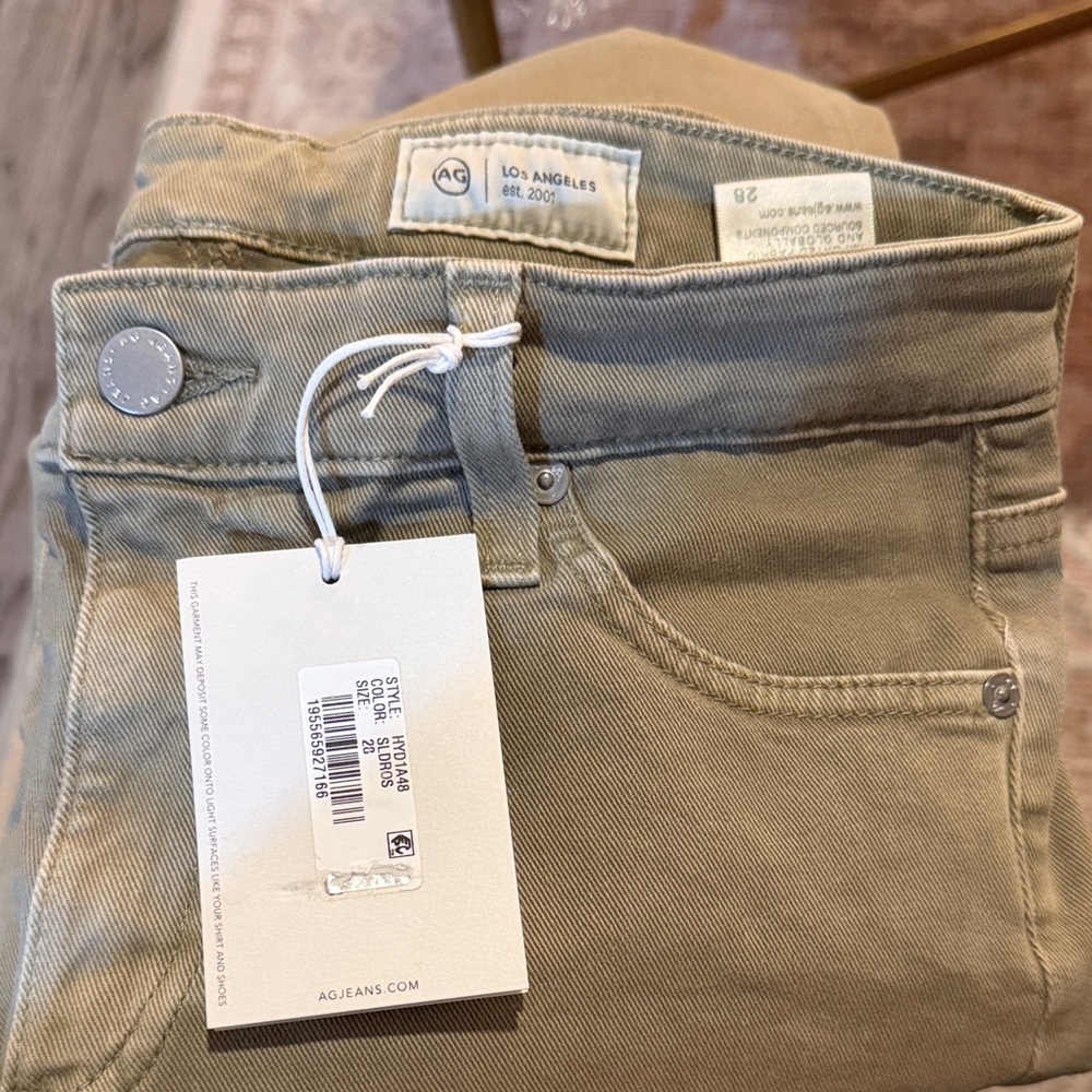 AG Adriano Goldschmied Women's Beige Straight Leg Jeans - Picture 3 of 4